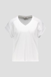 T-shirt blanc avec détail tricoté sur l'épaule de Libelle pour Femmes
