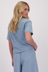 Le dos de T-shirt bleu à col en V de Libelle pour Femmes