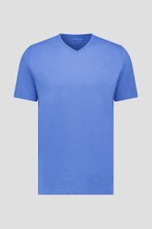 T-shirt bleu à col en V de Liberty Island pour Hommes