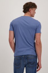 Le dos de T-shirt bleu à col rond de Liberty Island pour Hommes