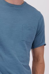 Détail de T-shirt bleu à col rond de Ravøtt pour Hommes