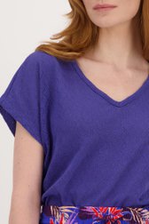 T-shirt bleu à motif ajouré de Libelle pour Femmes