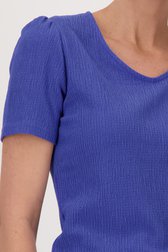 T-shirt bleu à texture gaufrée de Claude Arielle pour Femmes