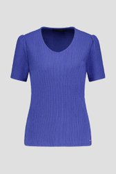 T-shirt bleu à texture gaufrée de Claude Arielle pour Femmes