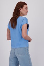 T-shirt bleu avec détail tricoté sur l'épaule de Libelle pour Femmes