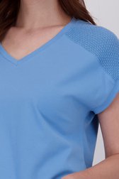 T-shirt bleu avec détail tricoté sur l'épaule de Libelle pour Femmes