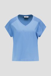 T-shirt bleu avec détail tricoté sur l'épaule de Libelle pour Femmes