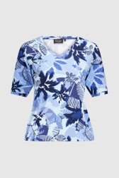 T-shirt bleu clair avec imprimé de feuilles bleues de Signature pour Femmes