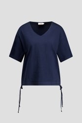 Photo produit 1 de T-shirt bleu foncé à col en V de Libelle pour Femmes