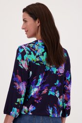 T-shirt bleu foncé à imprimé coloré de Signature pour Femmes