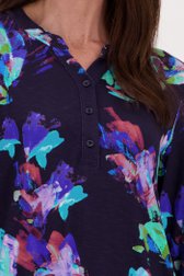 T-shirt bleu foncé à imprimé coloré de Signature pour Femmes