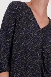T-shirt bleu foncé à imprimé marron/violet de Opus pour Femmes
