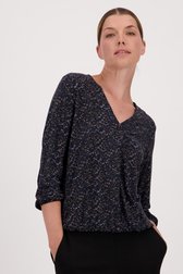 T-shirt bleu foncé à imprimé marron/violet de Opus pour Femmes