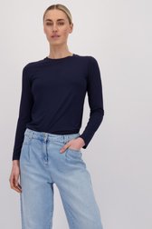 Le devant de T-shirt bleu foncé à manches longues de Liberty Island pour Femmes