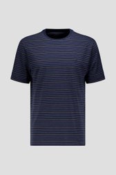 Photo produit 1 de T-shirt bleu foncé à motif rayé kaki et blanc de Ravøtt pour Hommes