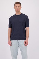 Le devant de T-shirt bleu foncé en tissu structuré de Only & Sons pour Hommes