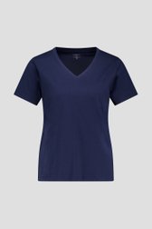 T-shirt bleu marine avec col en V de Liberty Island pour Femmes