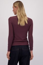 Le dos de T-shirt bordeaux à col en V et manches longues de Liberty Island pour Femmes