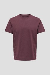 Photo produit 1 de T-shirt bordeaux à col rond de Only & Sons pour Hommes