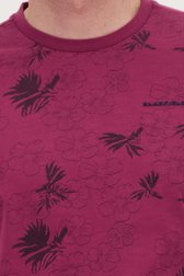T-shirt bordeaux à imprimé floral fin de BlueFields pour Hommes