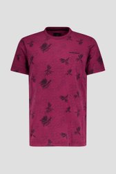 T-shirt bordeaux à imprimé floral fin de BlueFields pour Hommes