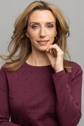 Détail de T-shirt bordeaux à manches longues de Louise pour Femmes