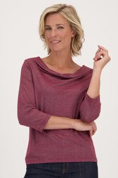 Le devant de T-shirt bordeaux scintillant de Claude Arielle pour Femmes