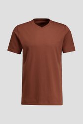 Photo produit 1 de T-shirt brun rouille en coton avec col en V de Liberty Island pour Hommes