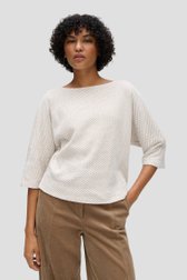 Le devant de T-shirt chiné écru-brun à manches chauve-souris de Opus pour Femmes