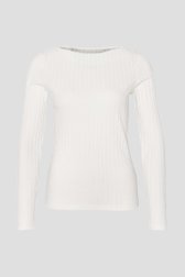 T-shirt côtelés écru à manches longues de Opus pour Femmes