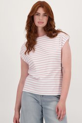 T-shirt écru à motif rayé rose clair de Liberty Loving nature pour Femmes