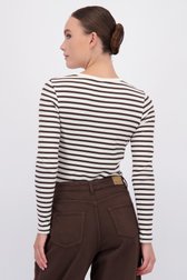 Le dos de T-shirt écru à rayures brunes de JDY pour Femmes