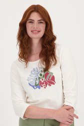 Le devant de T-shirt écru avec impression de Libelle pour Femmes