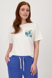 T-shirt écru avec imprimé bleu-vert de Liberty Loving nature pour Femmes