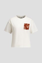 Photo produit 1 de T-shirt écru avec poche poitrine couleur rouille de Liberty Loving nature pour Femmes