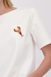 Détail de T-shirt écru avec une touche créative de More & More pour Femmes