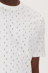 T-shirt en coton écru à imprimé fin de Casual Five pour Hommes