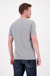 T-shirt en coton gris avec col en V de Ravøtt pour Hommes