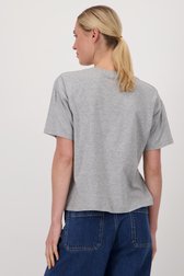T-shirt gris à col rond de Liberty Island pour Femmes