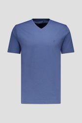 T-shirt gris-bleu à col en V de Ravøtt pour Hommes