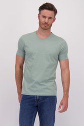 T-shirt gris-vert à col en V de Liberty Island pour Hommes