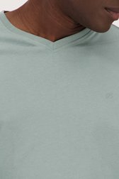 T-shirt gris-vert à col en V de Ravøtt pour Hommes
