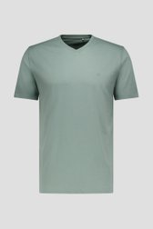 T-shirt gris-vert à col en V de Ravøtt pour Hommes