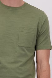 Détail de T-shirt kaki à col rond de Ravøtt pour Hommes