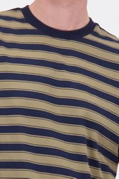 Détail de T-shirt kaki à rayures bleues de Ravøtt pour Hommes