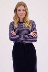 Vidéo de T-shirt à rayures bleu et violet de Libelle pour Femmes