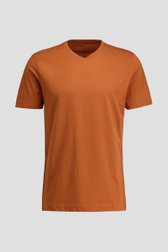 Photo produit 1 de T-shirt marron en coton à col en V de Liberty Island pour Hommes