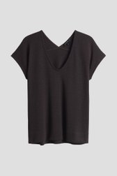 Photo produit 1 de T-shirt marron foncé à col en V de Opus pour Femmes