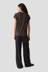 T-shirt marron foncé avec imprimé abstrait de Opus pour Femmes