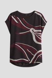 T-shirt marron foncé avec imprimé abstrait de Opus pour Femmes